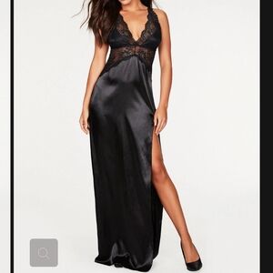 New Frederick's of Hollywood Rosalina rose lingerie satin lace black gown XL